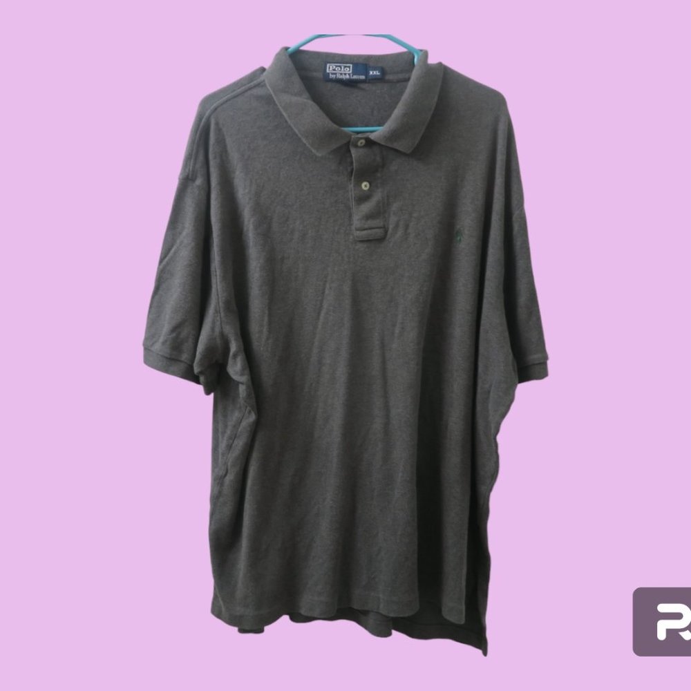 Polo by Ralph Lauren men's short sleeved polo shirt in gray size XXL (2XL).